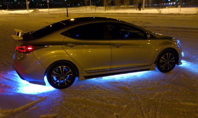 Изготовление и монтаж подсветки колесных дисков на Elantra