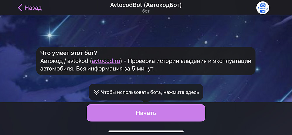 Avtocodbot в Телеграм