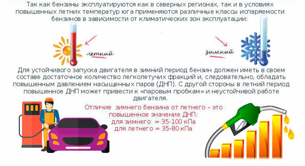 Различия летнего и зимнего бензина