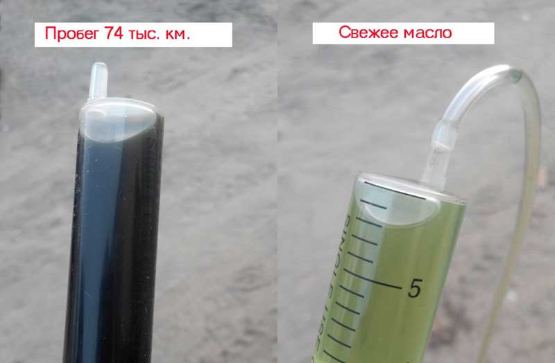 Цвет масла с большим пробегом авто